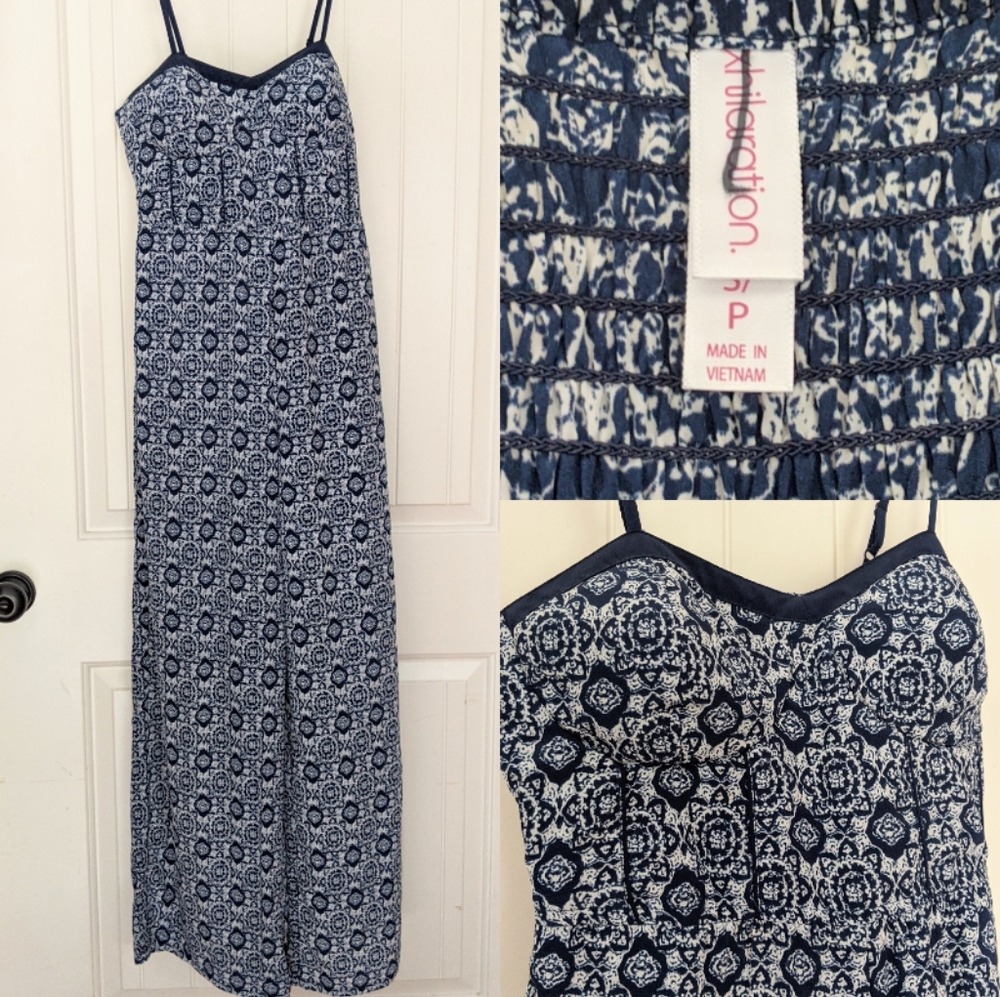 Xhiliration Navy and White Jumpsuit